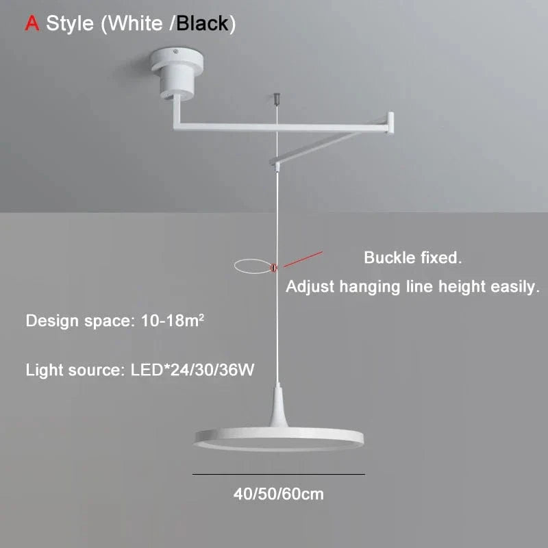 Suspension Moderne LED - Lumières Éclairage Intérieur Décor À La Maison - Bras Réglable | Marco Lucetti A style / Blanc / 40cm 24w | Blanc chaud, pas de télécommande