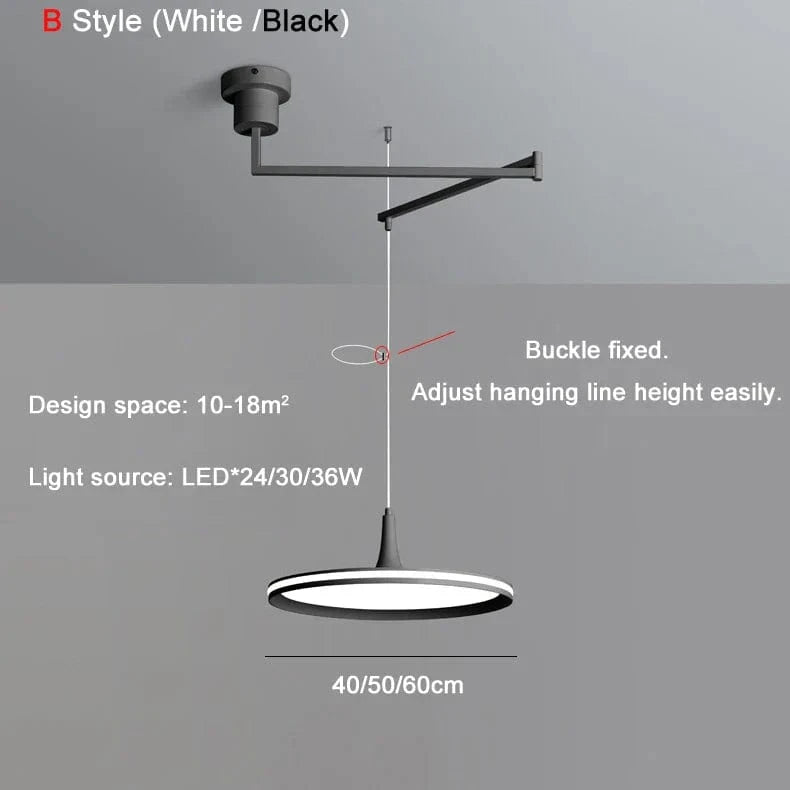 Suspension Moderne LED - Lumières Éclairage Intérieur Décor À La Maison - Bras Réglable | Marco Lucetti Style B / Blanc / 40cm 24w | Blanc chaud, pas de télécommande