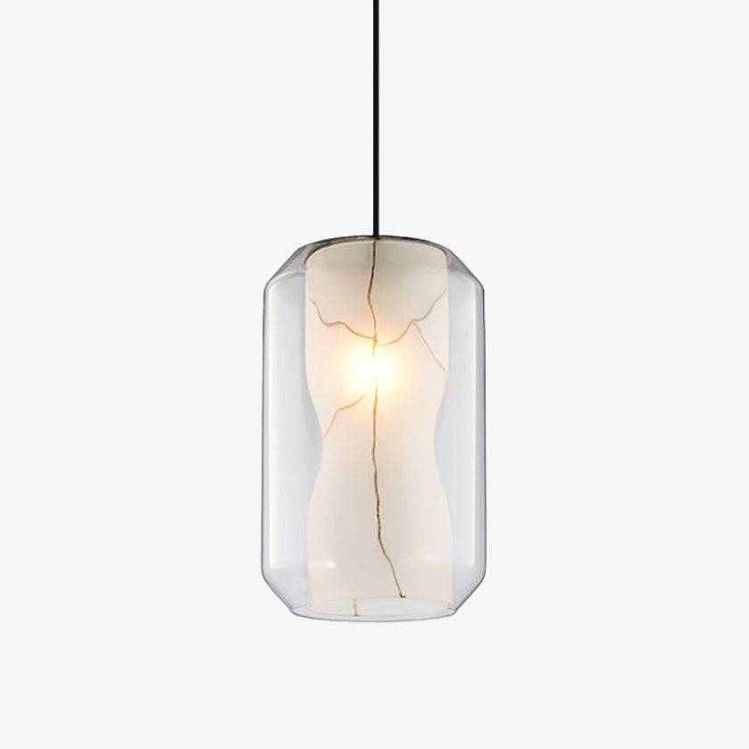 Suspension LED moderne en marbre et verre.