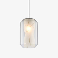 Suspension LED moderne en marbre et verre.