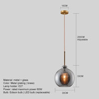Suspension moderne nordique avec abat-jour en verre décoratif. | Marco Lucetti B Fumé 30CM / Blanc chaud