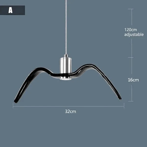 Suspension Moderne Oiseau Mouettes | Marco Lucetti A noir / Blanc chaud