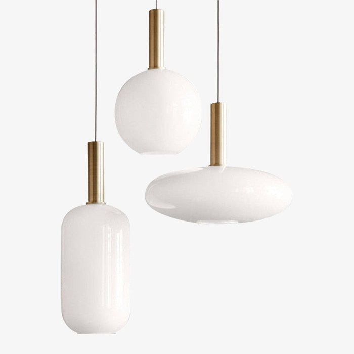 Suspension ovale en verre blanc Valette