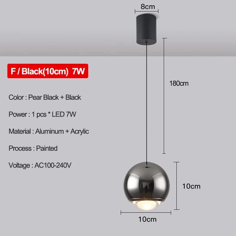 Suspension moderne pour chambre: Découvrez notre collection tendance! | Marco Lucetti F-Perle Noir 10cm / Blanc froid