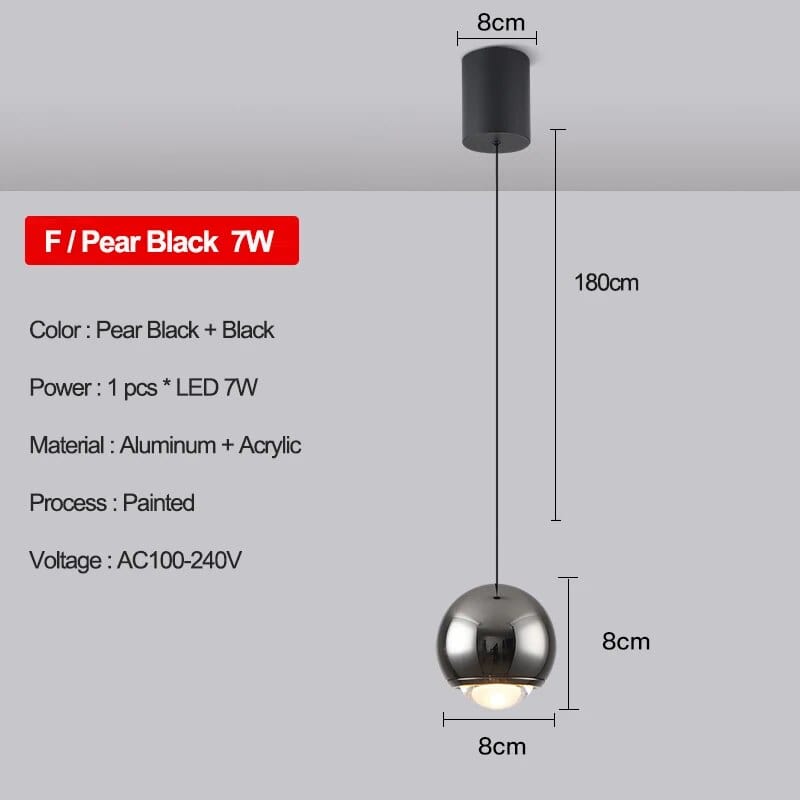 Suspension moderne pour chambre: Découvrez notre collection tendance! | Marco Lucetti F-Perle Noir 8cm / Blanc froid