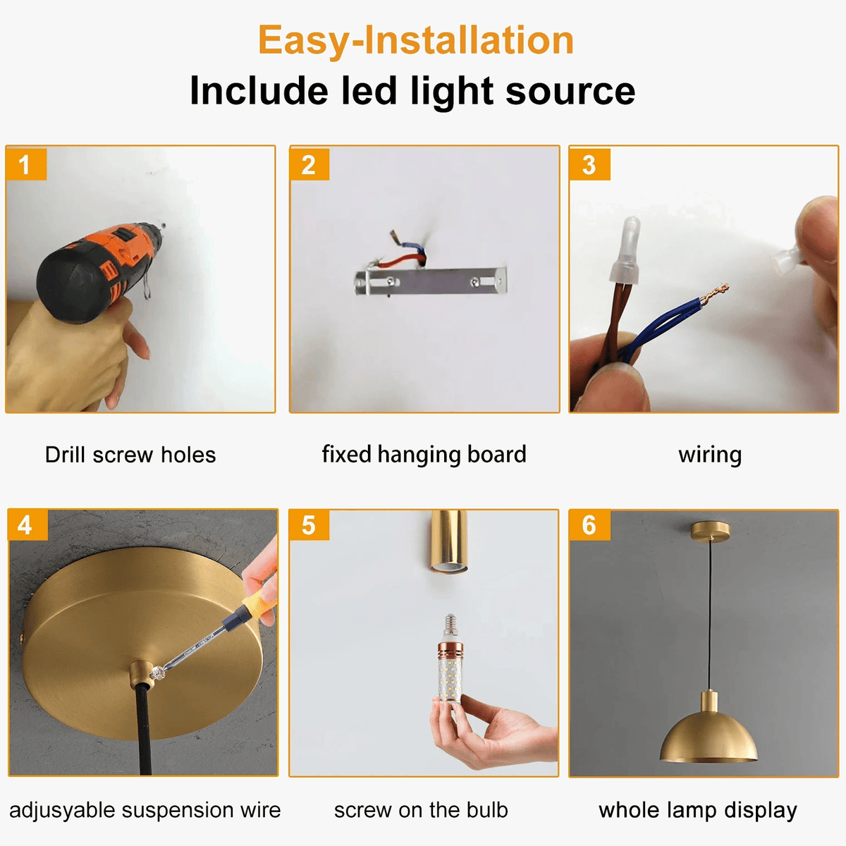 Suspension moderne pour îlot de cuisine style ferme : Lampes suspendues extérieures en or Brillant | Marco Lucetti