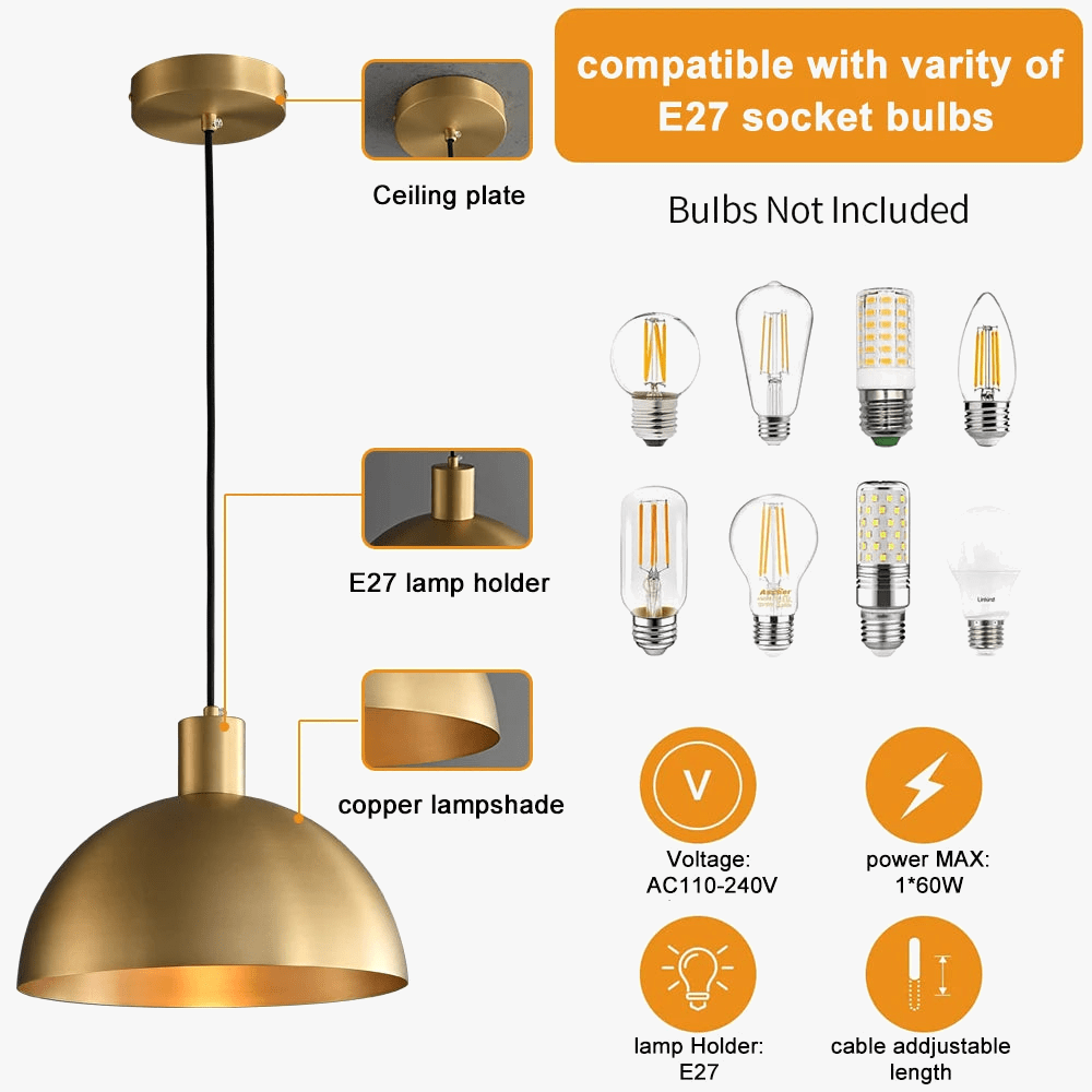 Suspension moderne pour îlot de cuisine style ferme : Lampes suspendues extérieures en or Brillant | Marco Lucetti