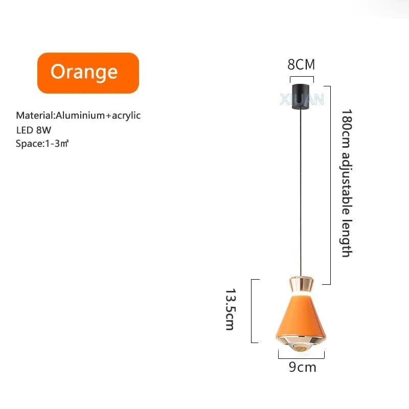 Suspension Moderne pour Tout Espace | Marco Lucetti Orange / Pas de commutateur / Lumière blanche