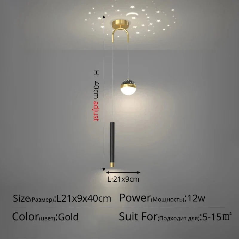 Suspension moderne pour un ciel étoilé parfait | Marco Lucetti Style doré B / 2 couleurs sans télécommande