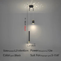 Suspension moderne pour un ciel étoilé parfait | Marco Lucetti Style noir A / Intensité variable avec télécommande