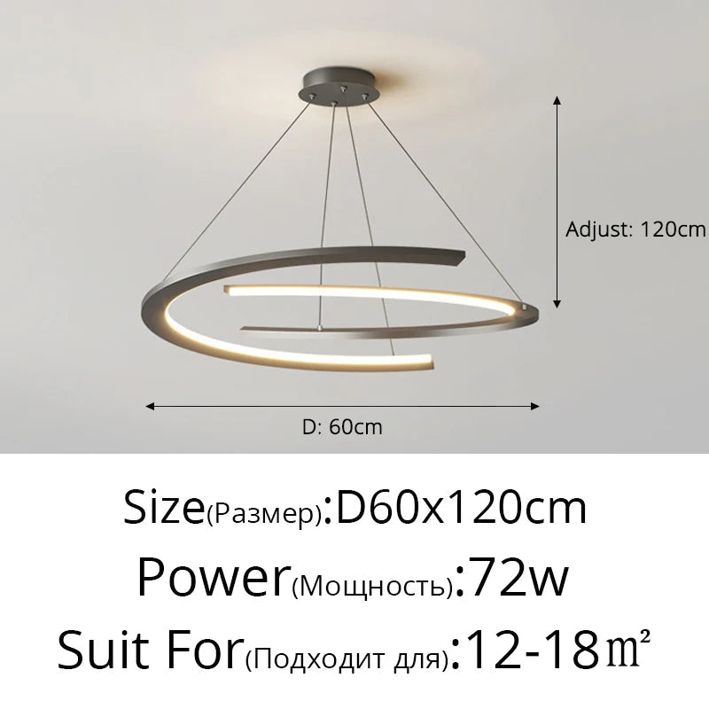 Lustre moderne nordique à anneaux pour restaurant