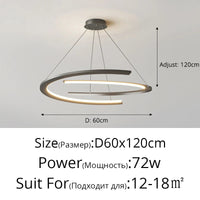 Lustre moderne nordique à anneaux pour restaurant