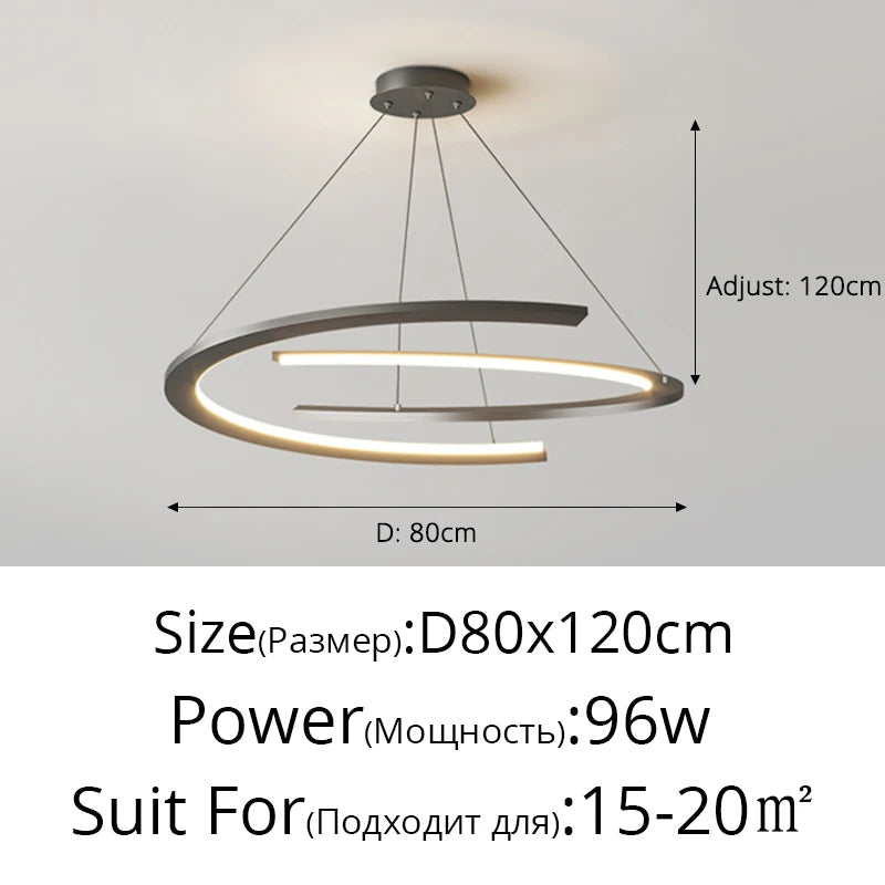 Lustre moderne nordique à anneaux pour restaurant