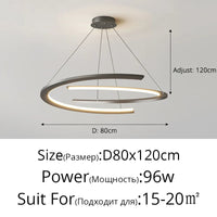 Lustre moderne nordique à anneaux pour restaurant