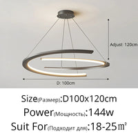 Lustre moderne nordique à anneaux pour restaurant