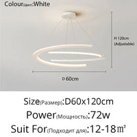 Lustre moderne nordique à anneaux pour restaurant