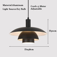 Suspension moderne UFO dégradé réglable du milieu du siècle | Marco Lucetti Noir Dia38cm / Blanc froid 6000K