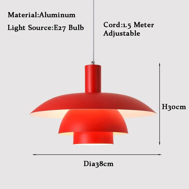 Suspension moderne UFO dégradé réglable du milieu du siècle | Marco Lucetti Rouge Dia38cm / Tricolore