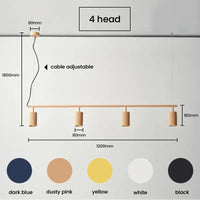 Suspension Nordic Design Modern_ | Marco Lucetti 4 têtes / Bleu foncé / Blanc chaud