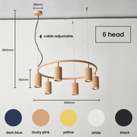 Suspension Nordic Design Modern_ | Marco Lucetti 6 têtes / Bleu foncé / Blanc chaud