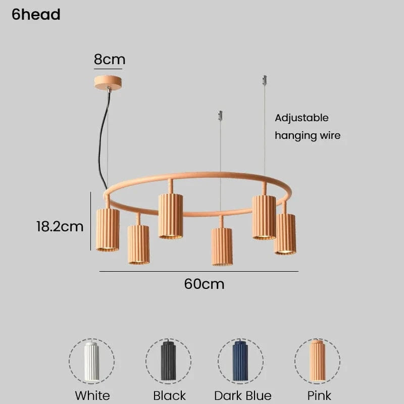 Suspension Nordic élégante | Marco Lucetti 6 têtes / Blanc / Blanc chaud