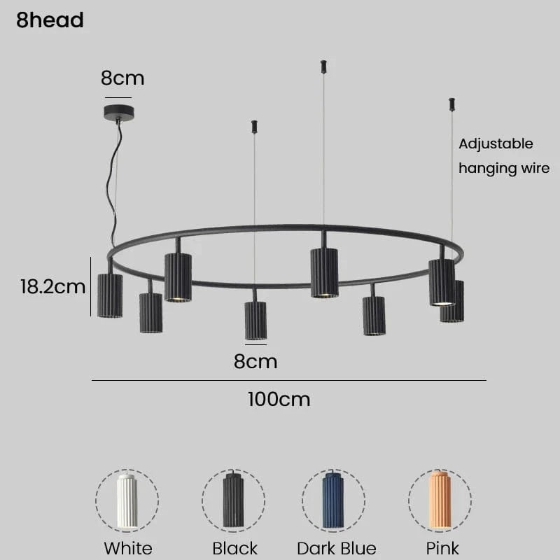 Suspension Nordic élégante | Marco Lucetti 8 têtes / Blanc / Blanc chaud