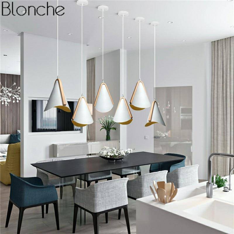 Suspension Nordic en métal blanc et bois | Marco Lucetti