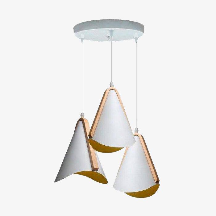 Suspension Nordic en métal blanc et bois | Marco Lucetti