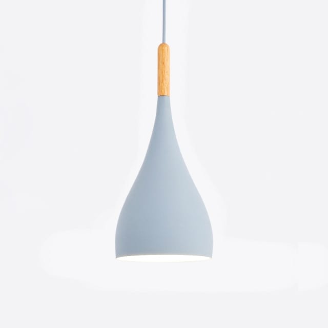 Suspension Nordic en métal coloré avec baton en bois LED | Marco Lucetti A / Bleu