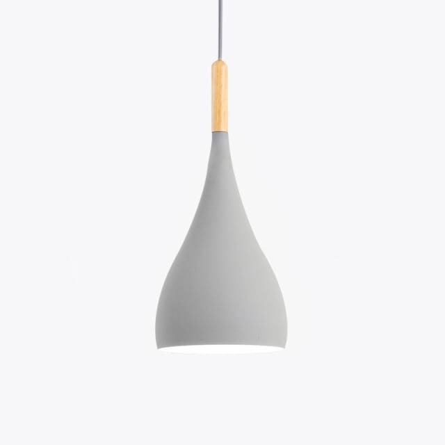 Suspension Nordic en métal coloré avec baton en bois LED | Marco Lucetti A / Gris