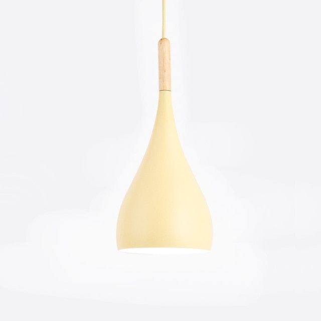 Suspension Nordic en métal coloré avec baton en bois LED | Marco Lucetti A / Jaune
