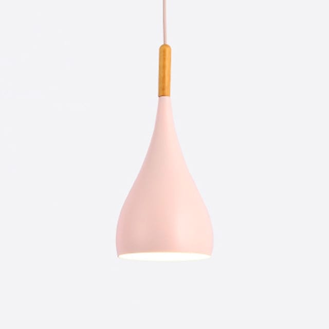 Suspension Nordic en métal coloré avec baton en bois LED | Marco Lucetti A / Rose