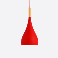 Suspension Nordic en métal coloré avec baton en bois LED | Marco Lucetti A / Rouge
