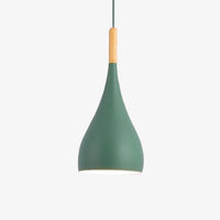 Suspension Nordic en métal coloré avec baton en bois LED | Marco Lucetti A / Vert
