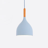 Suspension Nordic en métal coloré avec baton en bois LED | Marco Lucetti B / Bleu