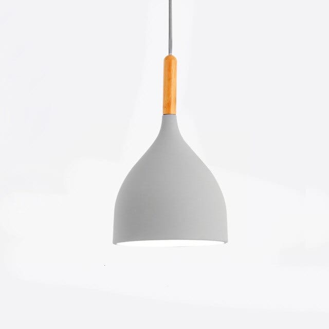 Suspension Nordic en métal coloré avec baton en bois LED | Marco Lucetti B / Gris