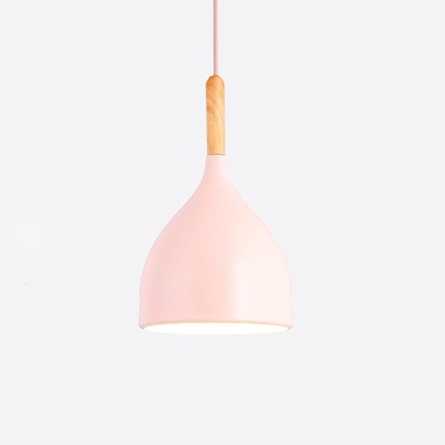 Suspension Nordic en métal coloré avec baton en bois LED | Marco Lucetti B / Rose