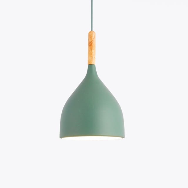 Suspension Nordic en métal coloré avec baton en bois LED | Marco Lucetti B / Vert