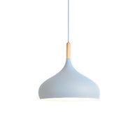 Suspension Nordic en métal coloré avec baton en bois LED | Marco Lucetti C / Bleu