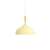 Suspension Nordic en métal coloré avec baton en bois LED | Marco Lucetti C / Jaune