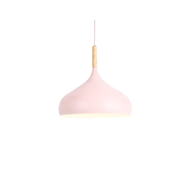 Suspension Nordic en métal coloré avec baton en bois LED | Marco Lucetti C / Rose