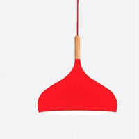 Suspension Nordic en métal coloré avec baton en bois LED | Marco Lucetti C / Rouge