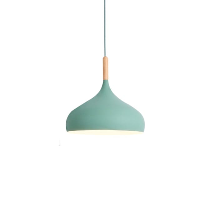 Suspension Nordic en métal coloré avec baton en bois LED | Marco Lucetti C / Vert