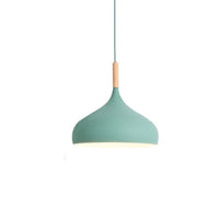 Suspension Nordic en métal coloré avec baton en bois LED | Marco Lucetti C / Vert