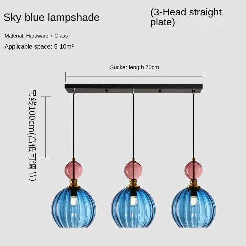 Suspension Nordica Coloré - Déco Maison | Marco Lucetti Bleu 3 têtes