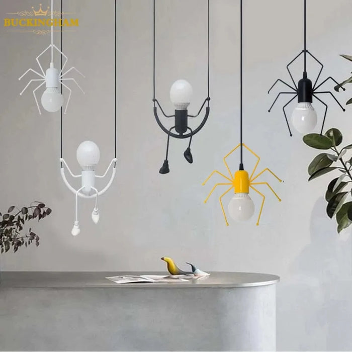 Suspension nordique "Araignée Swing" lampe suspendue en fer - Éclairage LED pour chambre d'enfants et café-bar | Marco Lucetti