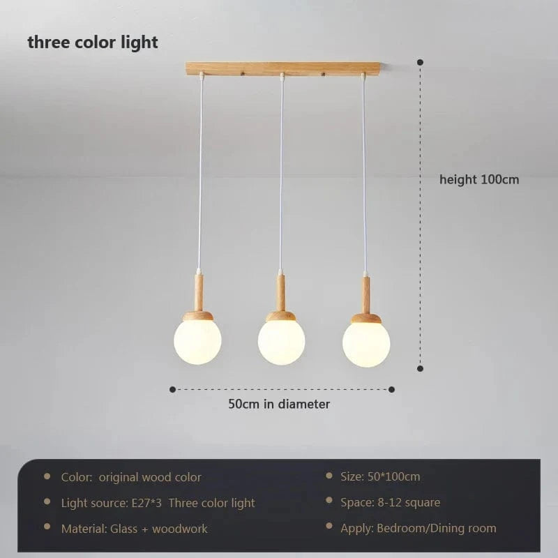 Suspension Nordique Atmosphérique Chinoise à Trois Têtes Luminaire de Cuisine Moderne Simple Bar Personnalisé | Marco Lucetti T 3 têtes 50m