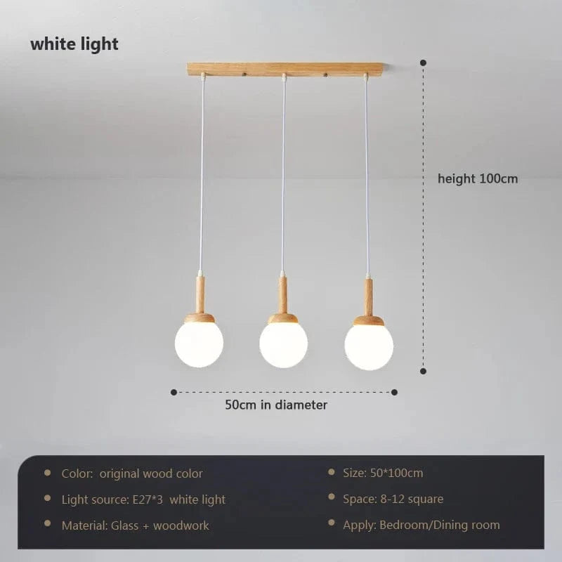 Suspension Nordique Atmosphérique Chinoise à Trois Têtes Luminaire de Cuisine Moderne Simple Bar Personnalisé | Marco Lucetti Wh 3tête 50cm