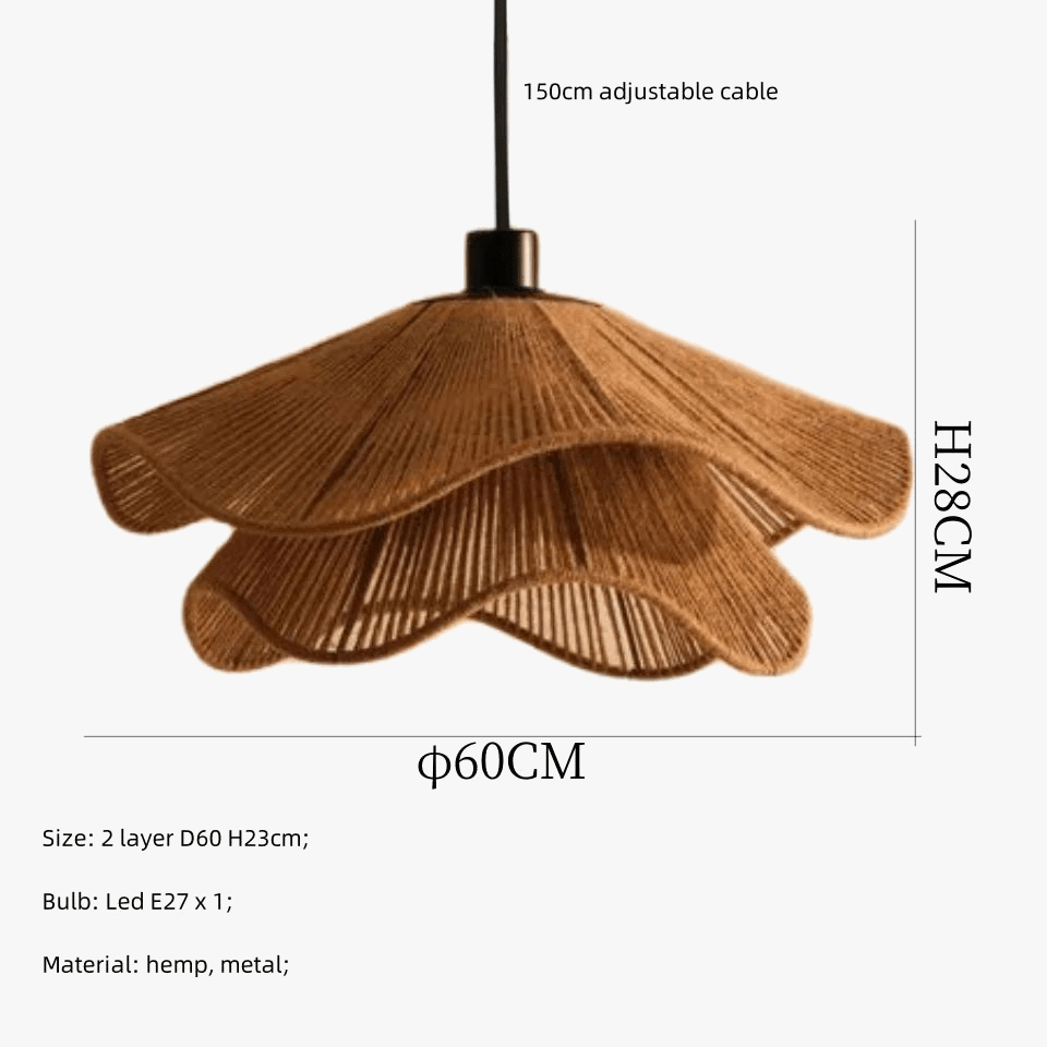 Suspension Nordique Chanvre E27 LED - Style Japonais pour Salle à Manger ou Chambre | Marco Lucetti