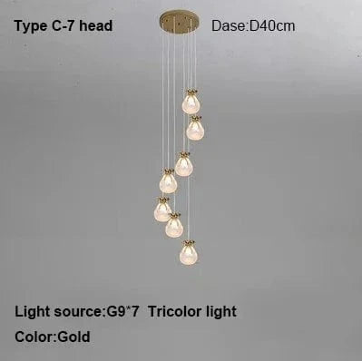 Suspension Nordique Comptoir Allée Salle à Manger Fenêtre Chambre Moderne - Luxe Simple & Élégant | Marco Lucetti Tête C-7 / Lumière tricolore